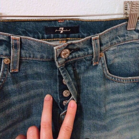 7 For All Mankind distressed denim mini skirt sz 25 - Picture 3 of 10